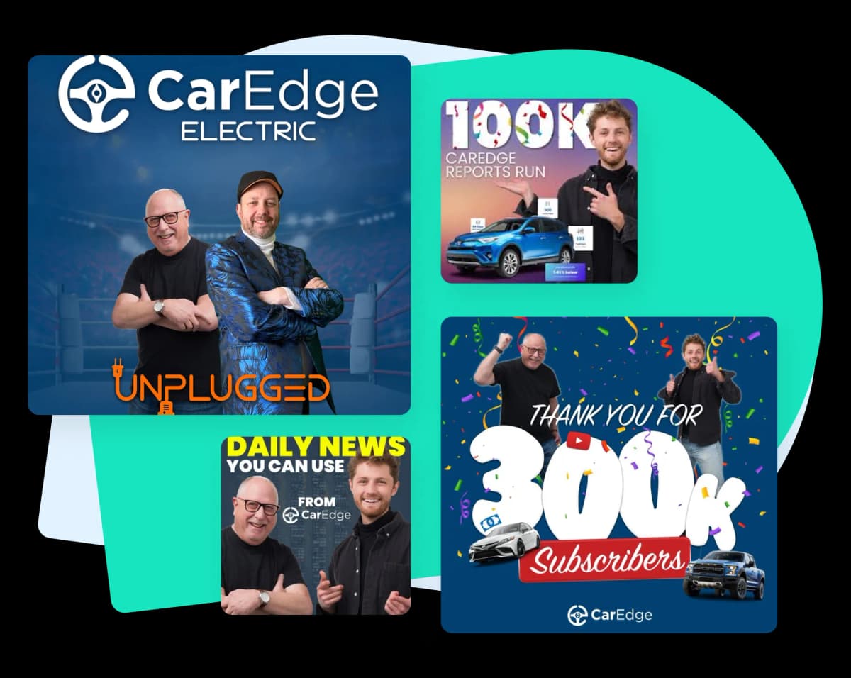 CarEdge YouTube channel milestones and thumbnails