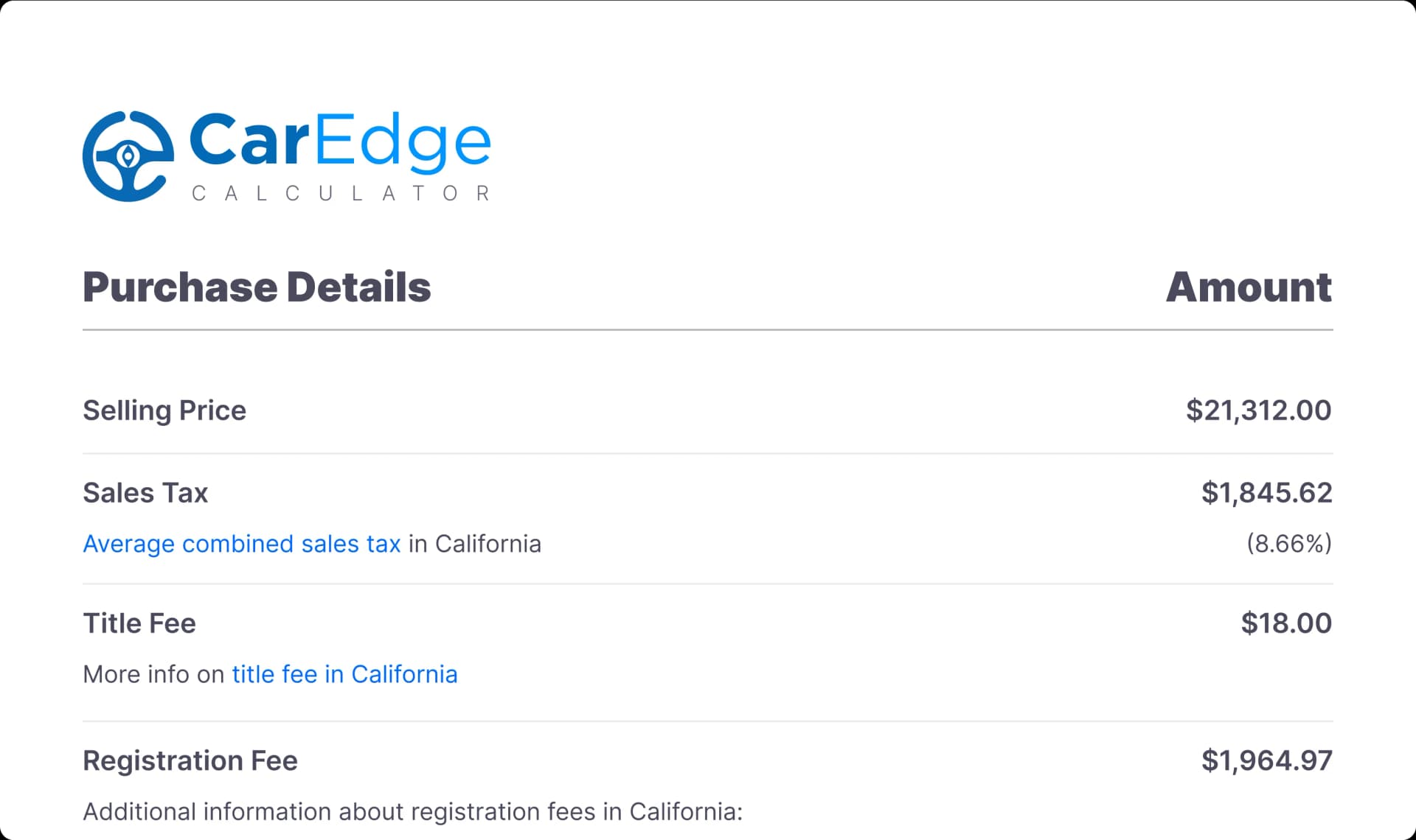 Out-the-door price calculator preview