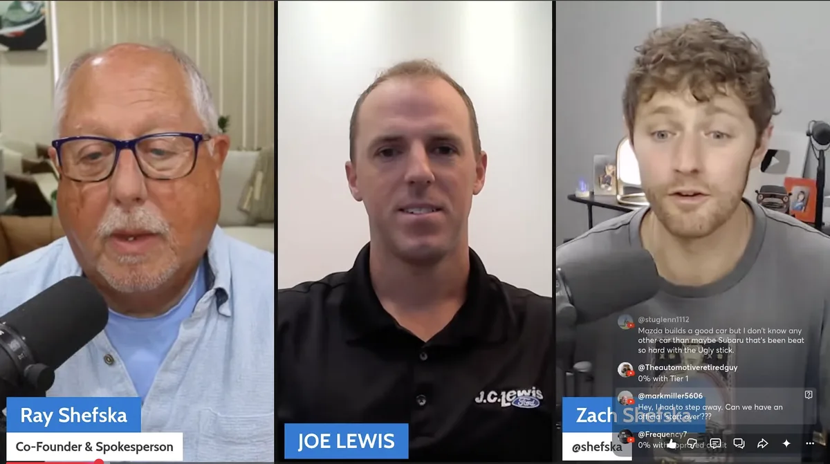 CarEdge YouTube live with Ray Shefska, Joe Lewis of J.C. Lewis, and Zach Shefska