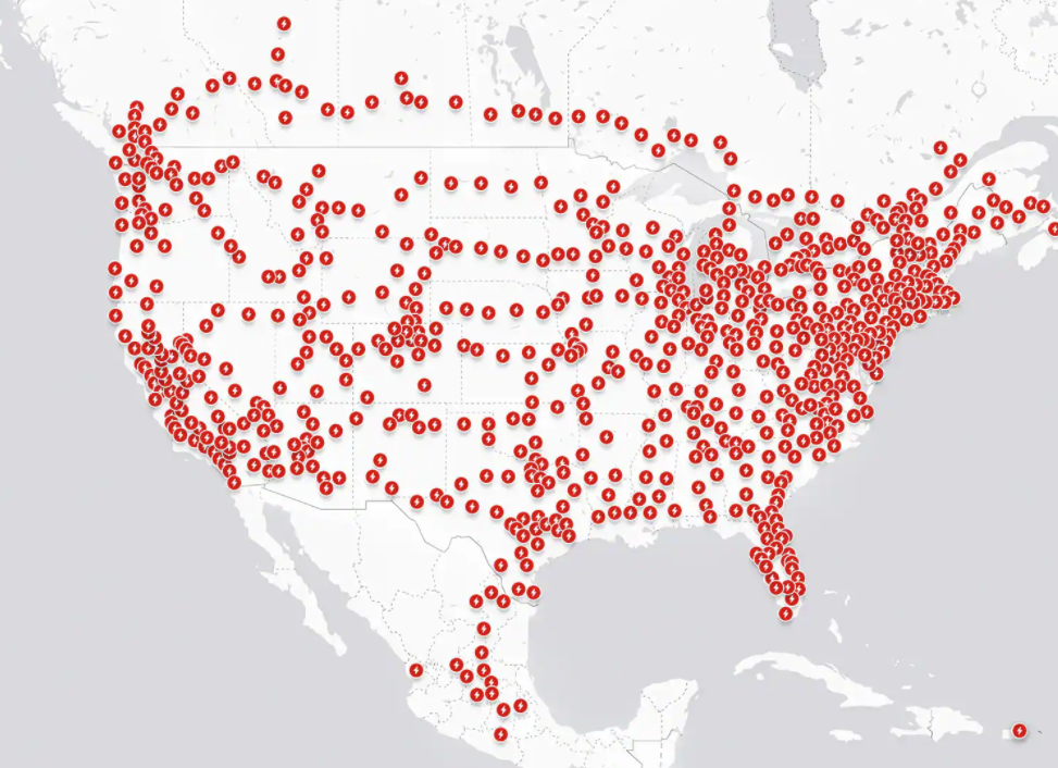 Tesla supercharger map