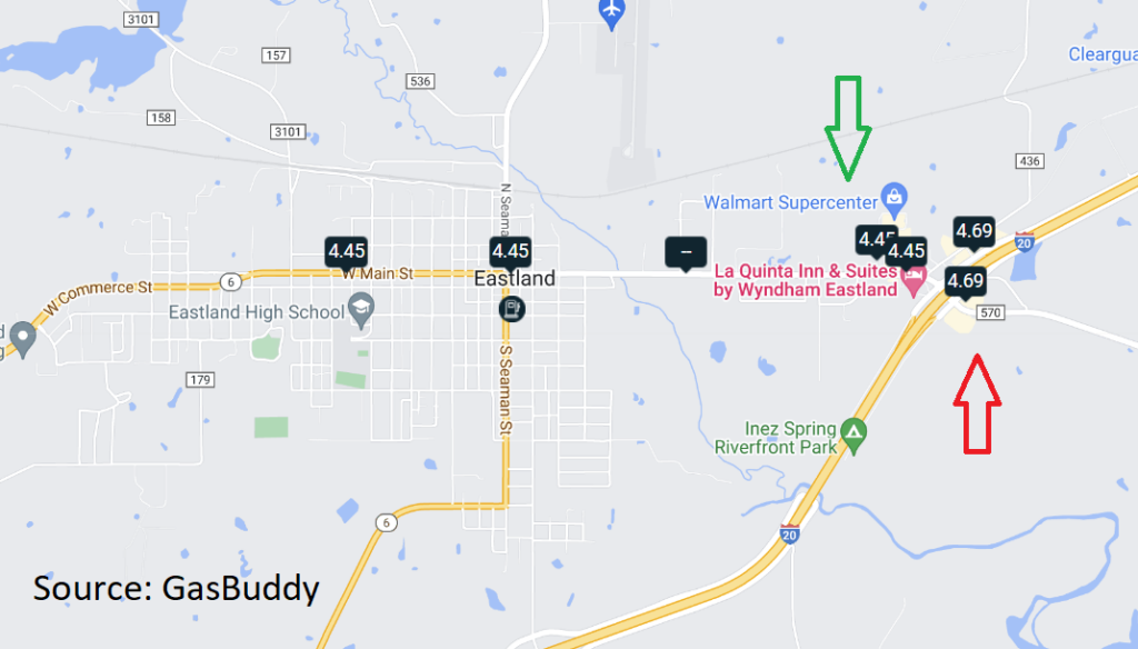 gas prices along interstate