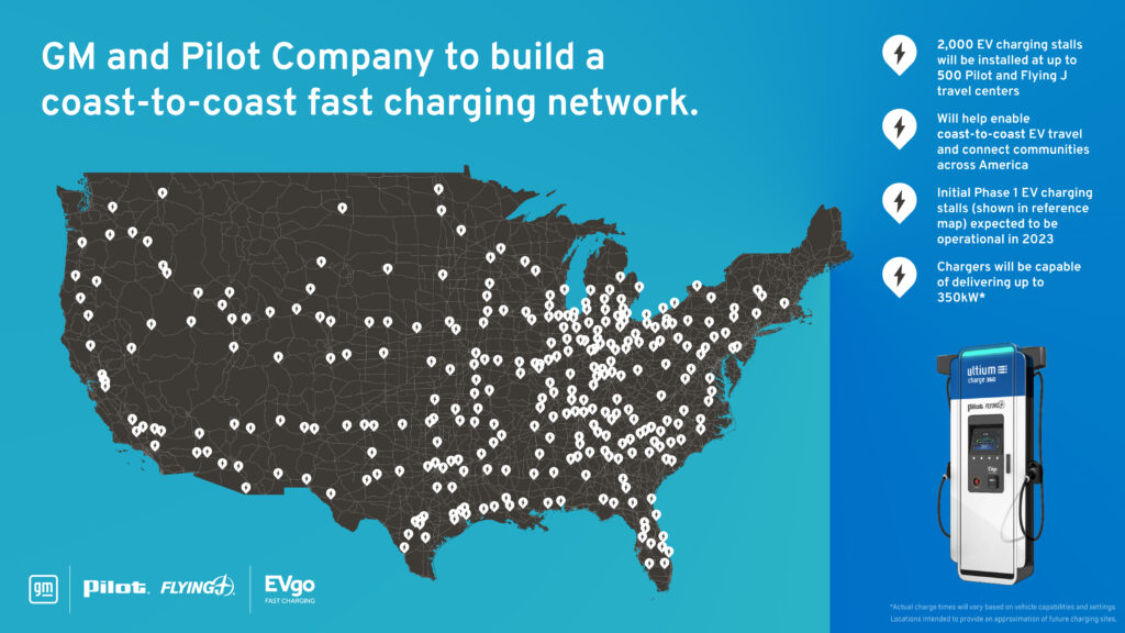 GM Pilot EVgo charging stations map