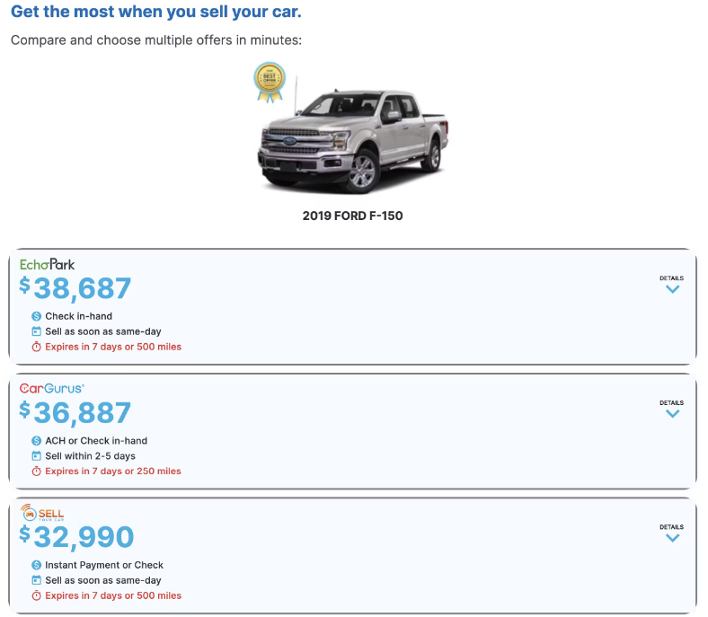 EchoPark Automotive offers - CarEdge Offer Comparison