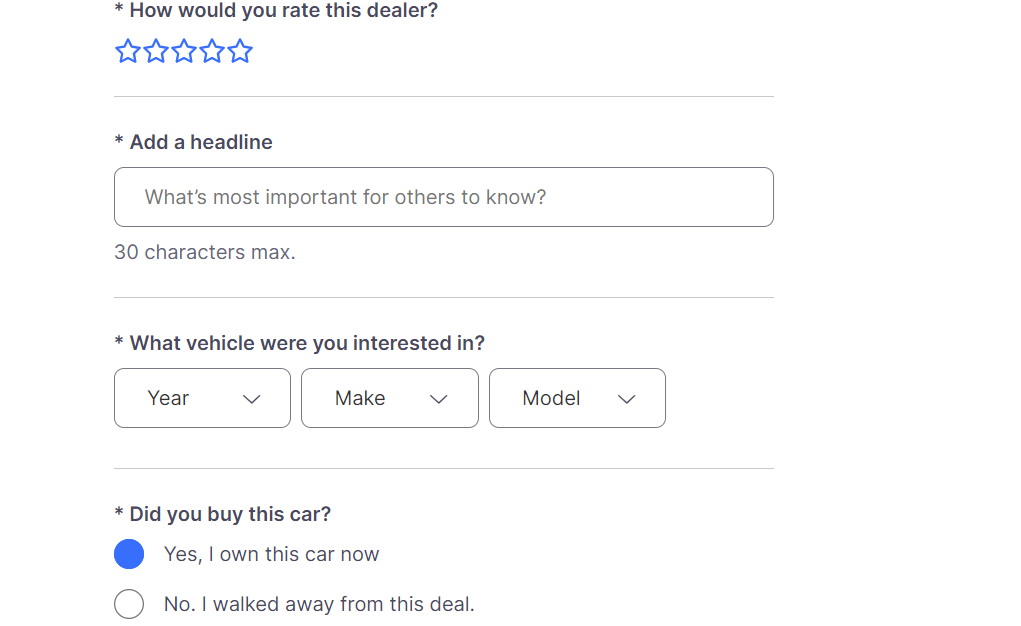 car dealership reviews